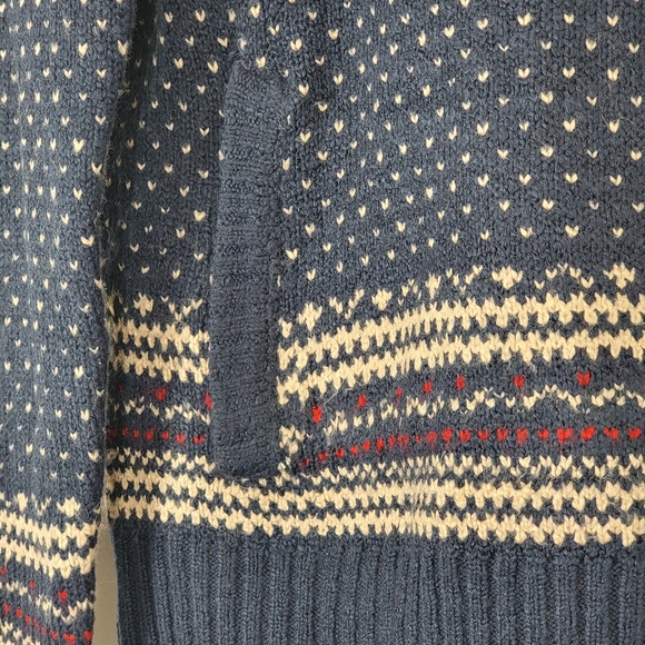 American Eagle Outfitters Blue Red Sweater Nordic Pattern Hooded Pullover XS - Picture 5 of 11